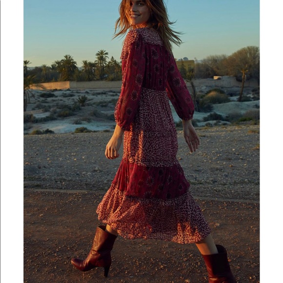 ba&sh Dresses & Skirts - BA&SH Gypsie Mixed Print Midi Dress NWOT